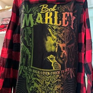 Modern Vintage Bob Marley Red and Black Men's Shirt